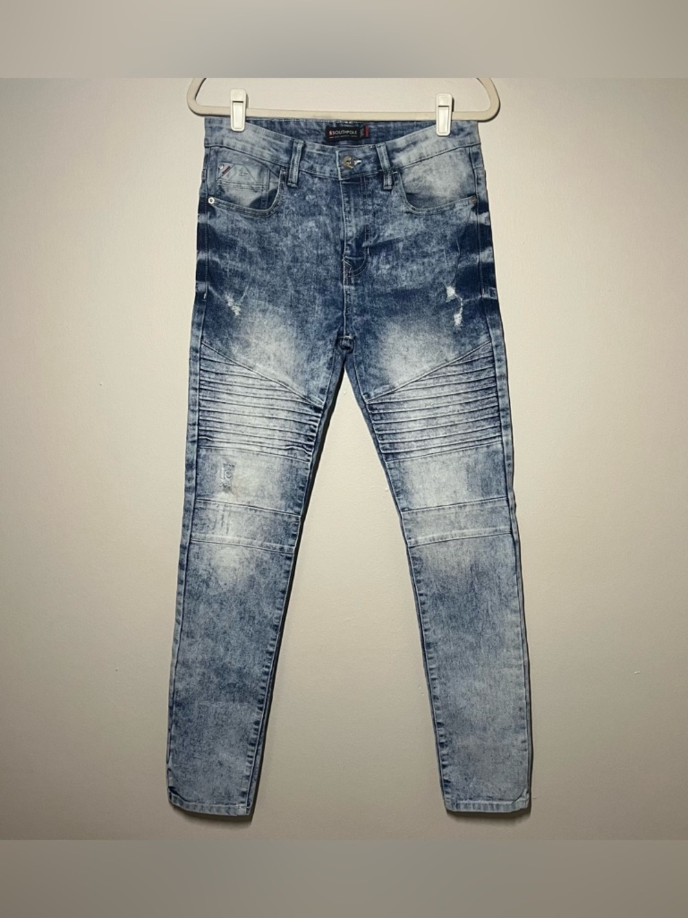 Southpole Jeans Light Acid Wash Distressed Skinny Hip Hop Y2K Mens 32 X 32 Mens